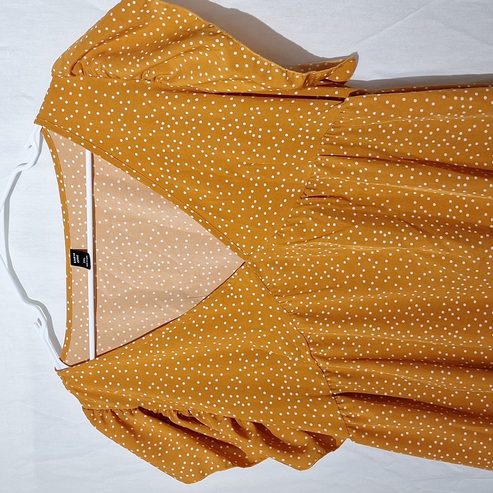 3/$20--SHEIN Boho Midi Dress Polka Dot With Ruffles, Burnt Orange, Sz 18, NWOT - Picture 3 of 12